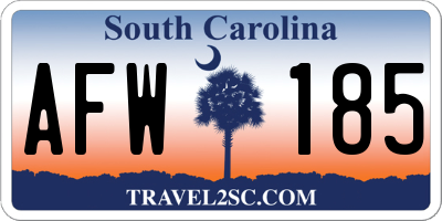 SC license plate AFW185