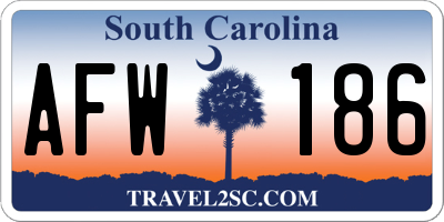 SC license plate AFW186