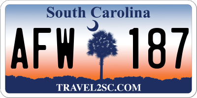 SC license plate AFW187