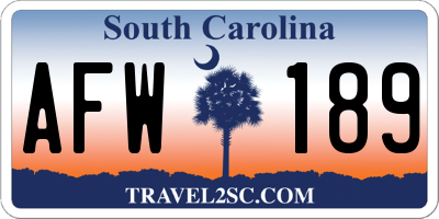 SC license plate AFW189