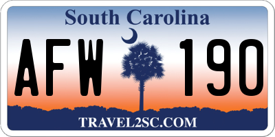 SC license plate AFW190