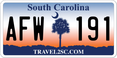 SC license plate AFW191