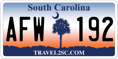 SC license plate AFW192