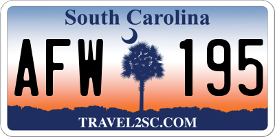 SC license plate AFW195