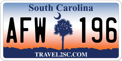 SC license plate AFW196