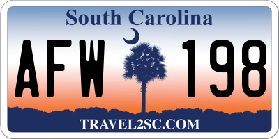 SC license plate AFW198