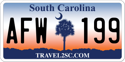 SC license plate AFW199