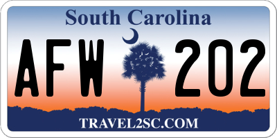 SC license plate AFW202