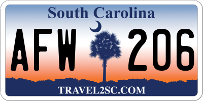 SC license plate AFW206
