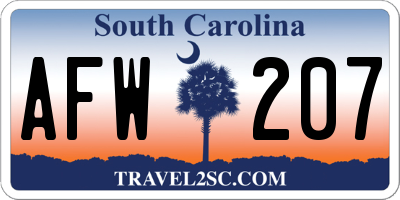 SC license plate AFW207