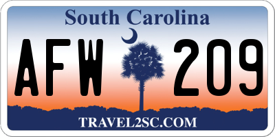 SC license plate AFW209