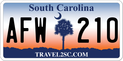 SC license plate AFW210