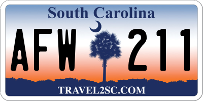 SC license plate AFW211