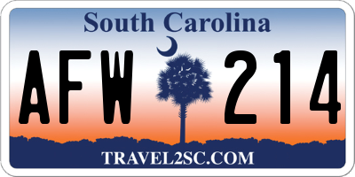 SC license plate AFW214