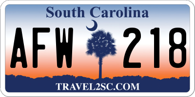 SC license plate AFW218