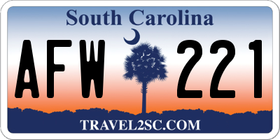 SC license plate AFW221