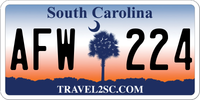 SC license plate AFW224