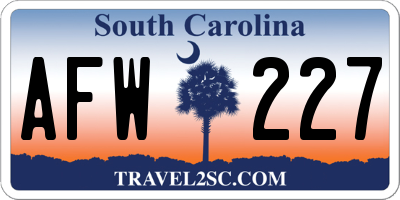 SC license plate AFW227