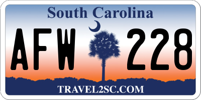 SC license plate AFW228