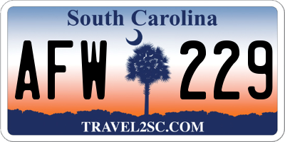 SC license plate AFW229