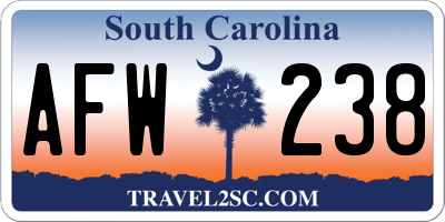 SC license plate AFW238