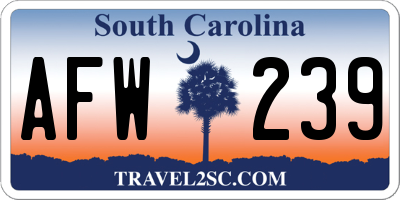 SC license plate AFW239