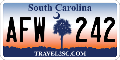 SC license plate AFW242