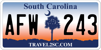 SC license plate AFW243
