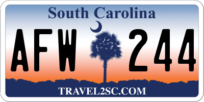 SC license plate AFW244