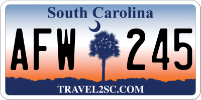 SC license plate AFW245