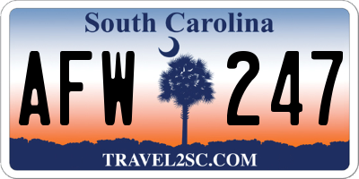 SC license plate AFW247