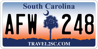 SC license plate AFW248