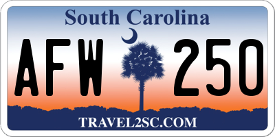 SC license plate AFW250
