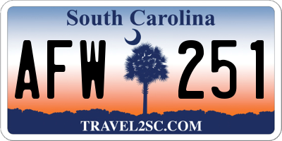 SC license plate AFW251