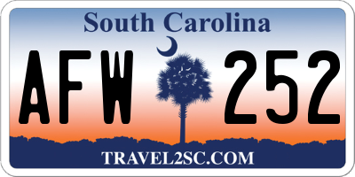 SC license plate AFW252