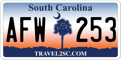 SC license plate AFW253