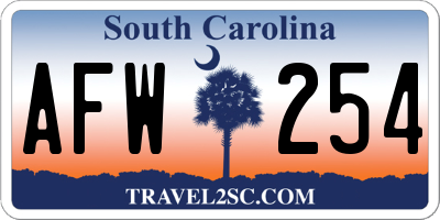 SC license plate AFW254