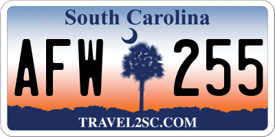 SC license plate AFW255