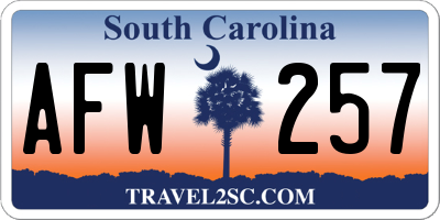 SC license plate AFW257