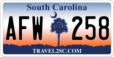 SC license plate AFW258