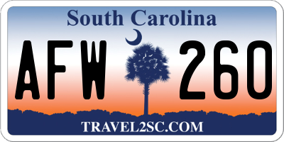 SC license plate AFW260