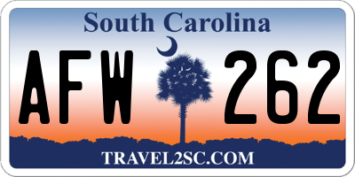 SC license plate AFW262