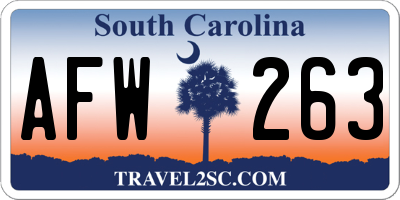 SC license plate AFW263