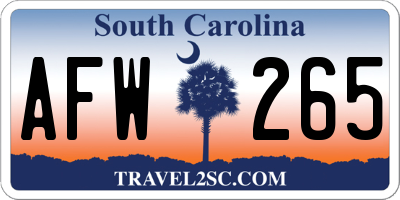 SC license plate AFW265