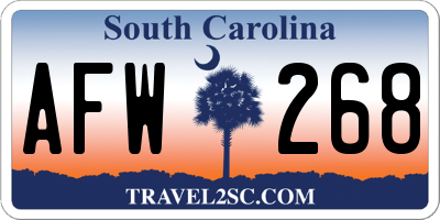 SC license plate AFW268