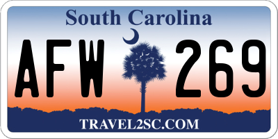 SC license plate AFW269