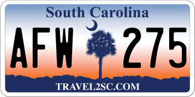 SC license plate AFW275