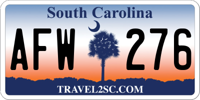 SC license plate AFW276