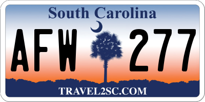 SC license plate AFW277