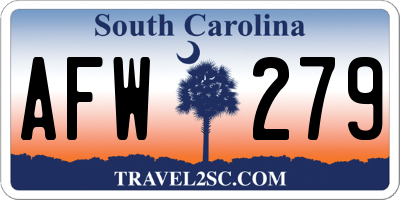 SC license plate AFW279